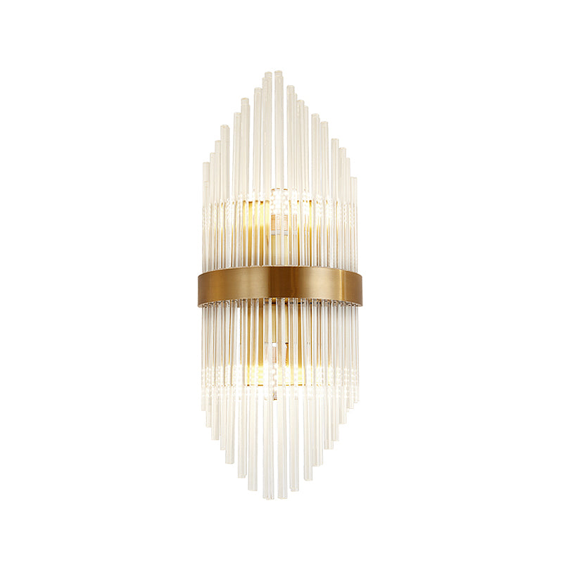 Crystal Rod Shield Wall Mount Light Postmodern 2/3 Heads Gold Sconce Light Fixture for Living Room