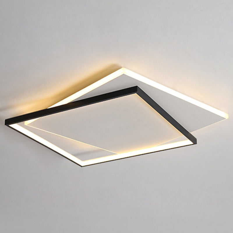 Simplicity LED Ceiling Lamp Double Squares Geometric Shape Flush Mount Lighting Fixture with Acrylic Shade Warm Clearhalo 'Ceiling Lights' 'Close To Ceiling Lights' 'Close to ceiling' 'Flush mount' Lighting' 2562312