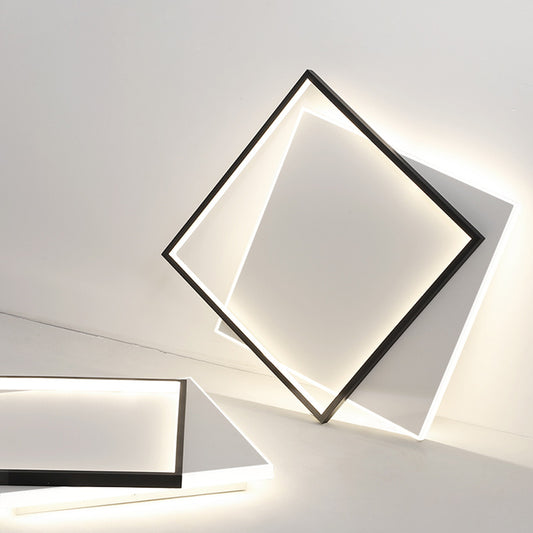 Simplicity LED Ceiling Lamp Double Squares Geometric Shape Flush Mount Lighting Fixture with Acrylic Shade Clearhalo 'Ceiling Lights' 'Close To Ceiling Lights' 'Close to ceiling' 'Flush mount' Lighting' 2562319