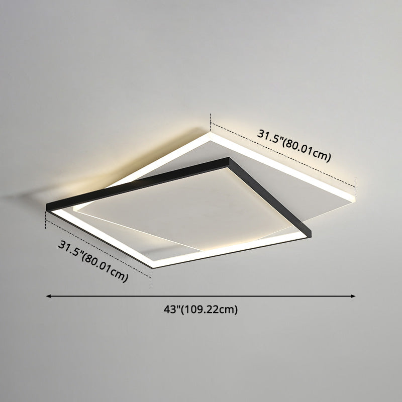 Simplicity LED Ceiling Lamp Double Squares Geometric Shape Flush Mount Lighting Fixture with Acrylic Shade Clearhalo 'Ceiling Lights' 'Close To Ceiling Lights' 'Close to ceiling' 'Flush mount' Lighting' 2562321