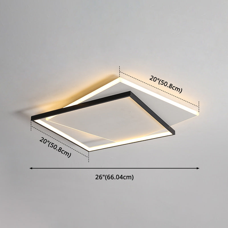 Simplicity LED Ceiling Lamp Double Squares Geometric Shape Flush Mount Lighting Fixture with Acrylic Shade Clearhalo 'Ceiling Lights' 'Close To Ceiling Lights' 'Close to ceiling' 'Flush mount' Lighting' 2562322