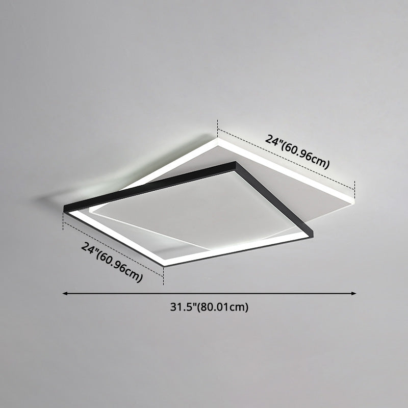 Simplicity LED Ceiling Lamp Double Squares Geometric Shape Flush Mount Lighting Fixture with Acrylic Shade Clearhalo 'Ceiling Lights' 'Close To Ceiling Lights' 'Close to ceiling' 'Flush mount' Lighting' 2562323
