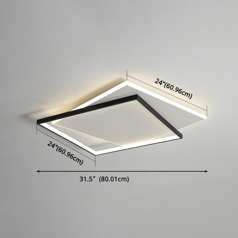 Simplicity LED Ceiling Lamp Double Squares Geometric Shape Flush Mount Lighting Fixture with Acrylic Shade Clearhalo 'Ceiling Lights' 'Close To Ceiling Lights' 'Close to ceiling' 'Flush mount' Lighting' 2562325