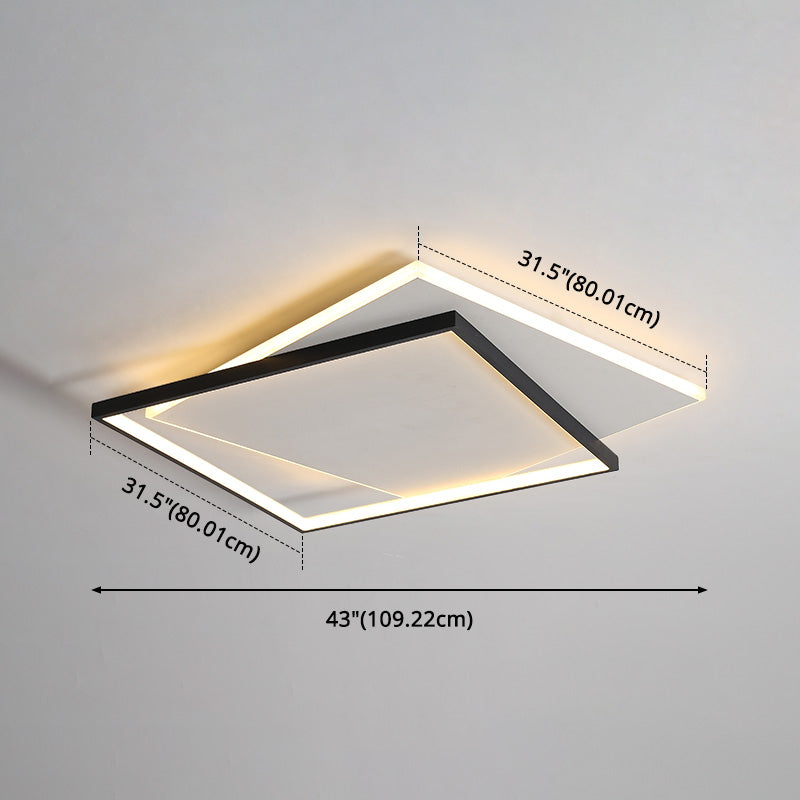 Simplicity LED Ceiling Lamp Double Squares Geometric Shape Flush Mount Lighting Fixture with Acrylic Shade Clearhalo 'Ceiling Lights' 'Close To Ceiling Lights' 'Close to ceiling' 'Flush mount' Lighting' 2562326
