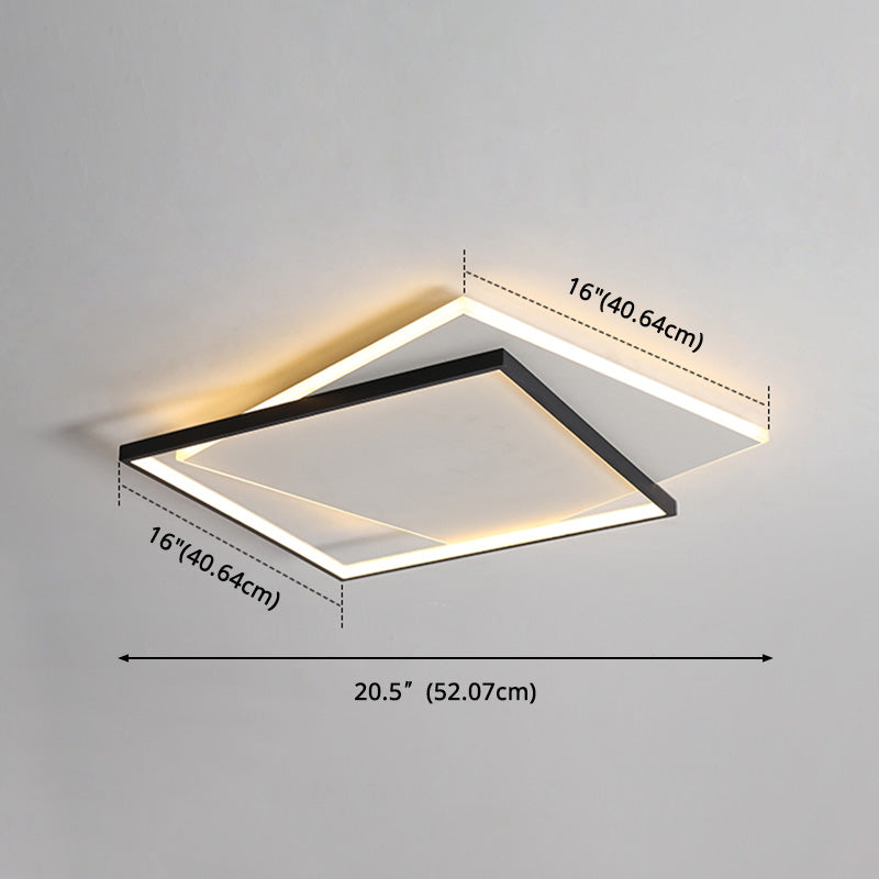 Simplicity LED Ceiling Lamp Double Squares Geometric Shape Flush Mount Lighting Fixture with Acrylic Shade Clearhalo 'Ceiling Lights' 'Close To Ceiling Lights' 'Close to ceiling' 'Flush mount' Lighting' 2562327