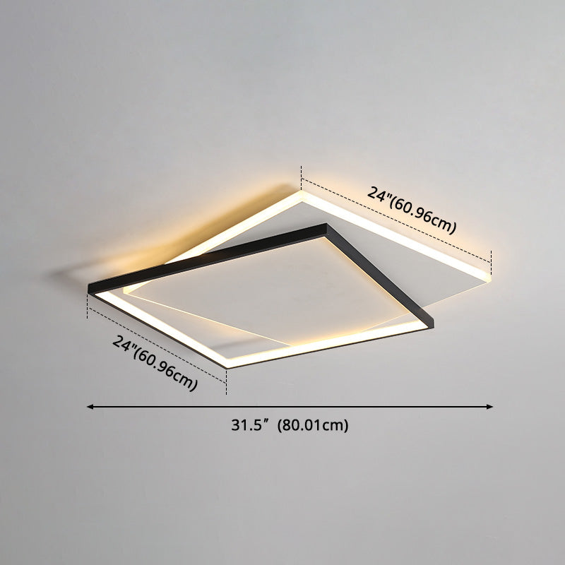 Simplicity LED Ceiling Lamp Double Squares Geometric Shape Flush Mount Lighting Fixture with Acrylic Shade Clearhalo 'Ceiling Lights' 'Close To Ceiling Lights' 'Close to ceiling' 'Flush mount' Lighting' 2562328