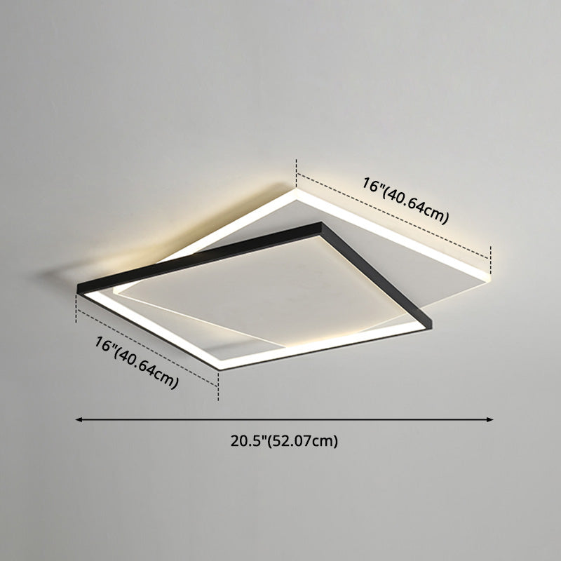Simplicity LED Ceiling Lamp Double Squares Geometric Shape Flush Mount Lighting Fixture with Acrylic Shade Clearhalo 'Ceiling Lights' 'Close To Ceiling Lights' 'Close to ceiling' 'Flush mount' Lighting' 2562331