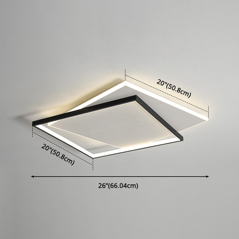 Simplicity LED Ceiling Lamp Double Squares Geometric Shape Flush Mount Lighting Fixture with Acrylic Shade Clearhalo 'Ceiling Lights' 'Close To Ceiling Lights' 'Close to ceiling' 'Flush mount' Lighting' 2562332