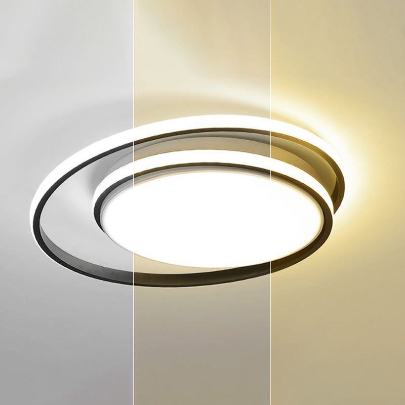 Intersecting Circles Shape LED Flush Mount Ceiling Lamp Fixture Modern Simplicity Acrylic Living Room Bedroom Lighting Fixture Black-White Clearhalo 'Ceiling Lights' 'Close To Ceiling Lights' 'Close to ceiling' 'Flush mount' Lighting' 2562352