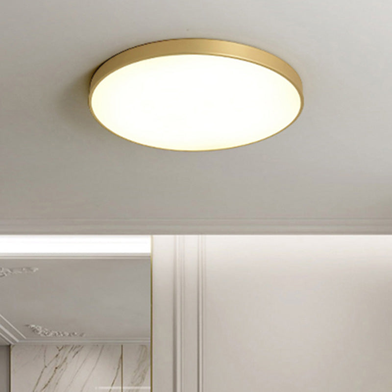 Simplicity Round Shape LED Ceiling Lamp Modern Bedroom Corridor Lighting Fixture Light with Gold Baking Paint Bezel Clearhalo 'Ceiling Lights' 'Close To Ceiling Lights' 'Close to ceiling' 'Flush mount' Lighting' 2562383
