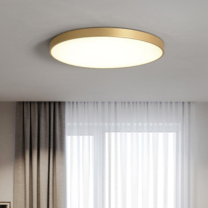Simplicity Round Shape LED Ceiling Lamp Modern Bedroom Corridor Lighting Fixture Light with Gold Baking Paint Bezel Clearhalo 'Ceiling Lights' 'Close To Ceiling Lights' 'Close to ceiling' 'Flush mount' Lighting' 2562386