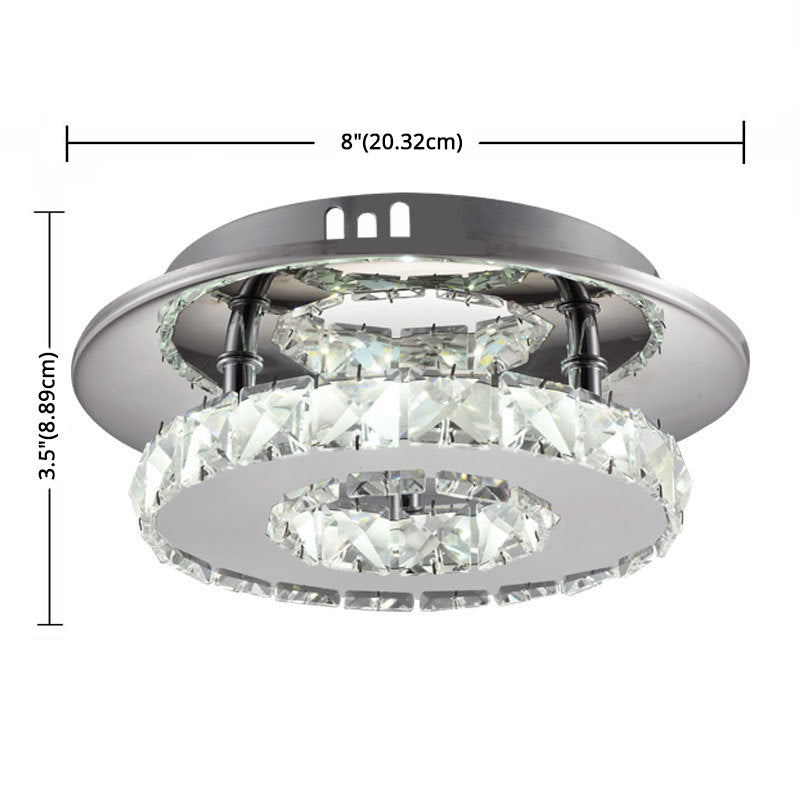 Clear Crystal Encrusted Mini Semi-ceiling Lamp Metal LED Flush Ceiling Light for Bedroom Clearhalo 'Ceiling Lights' 'Close To Ceiling Lights' 'Close to ceiling' 'Semi-flushmount' Lighting' 2562401