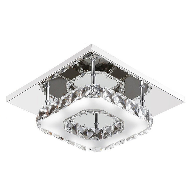 Clear Crystal Encrusted Mini Semi-ceiling Lamp Metal LED Flush Ceiling Light for Bedroom Clearhalo 'Ceiling Lights' 'Close To Ceiling Lights' 'Close to ceiling' 'Semi-flushmount' Lighting' 2562402