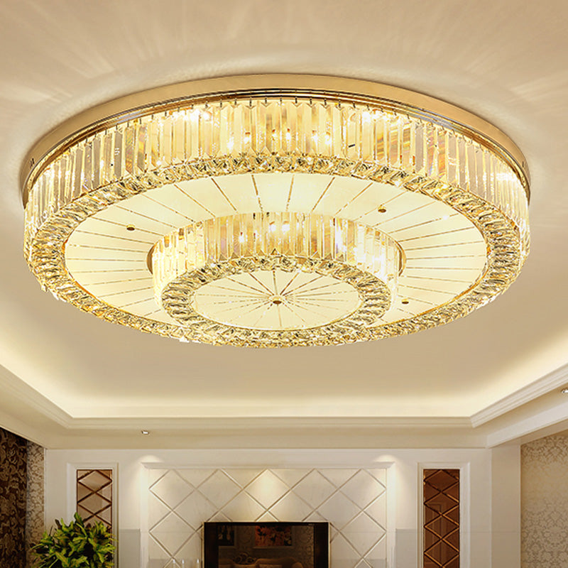 Drum Shape LED Flush Ceiling Lamp Clear Crystal Modern Lighting Fixtures Light for Living Room Dining Room Clearhalo 'Ceiling Lights' 'Close To Ceiling Lights' 'Close to ceiling' 'Flush mount' Lighting' 2562410