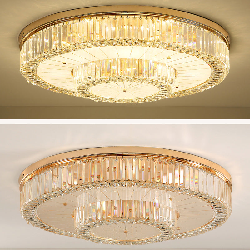 Drum Shape LED Flush Ceiling Lamp Clear Crystal Modern Lighting Fixtures Light for Living Room Dining Room Clearhalo 'Ceiling Lights' 'Close To Ceiling Lights' 'Close to ceiling' 'Flush mount' Lighting' 2562415