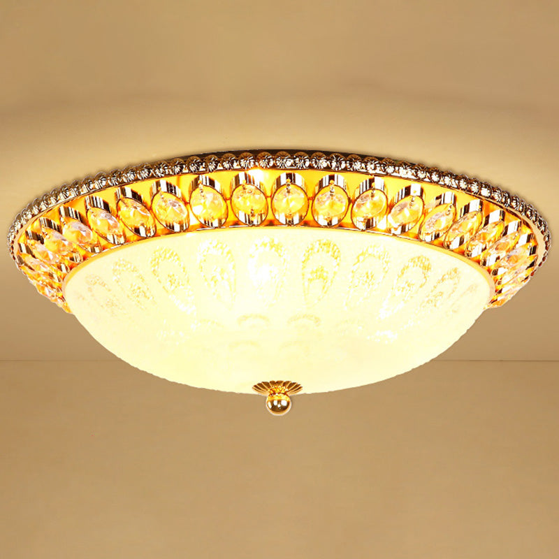 Modern Crystal Style Flush Mount Light Simplicity LED Ceiling Lamp for Bedroom Gold 16" Schoolhouse Clearhalo 'Ceiling Lights' 'Close To Ceiling Lights' 'Close to ceiling' 'Flush mount' Lighting' 2562427