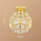 Petal Shape Polyhedron Ceiling Light Antique Colonial Style Flush-mount Lamp in Gold Clearhalo 'Ceiling Lights' 'Close To Ceiling Lights' 'Close to ceiling' 'Semi-flushmount' Lighting' 2562495