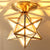 Full Brass European Style Ceiling Light with Glass Shade 1 Light Polyhedron Flush-mount Light for Bedroom Brass Clear Glass Star Clearhalo 'Ceiling Lights' 'Close To Ceiling Lights' 'Close to ceiling' 'Semi-flushmount' Lighting' 2562500