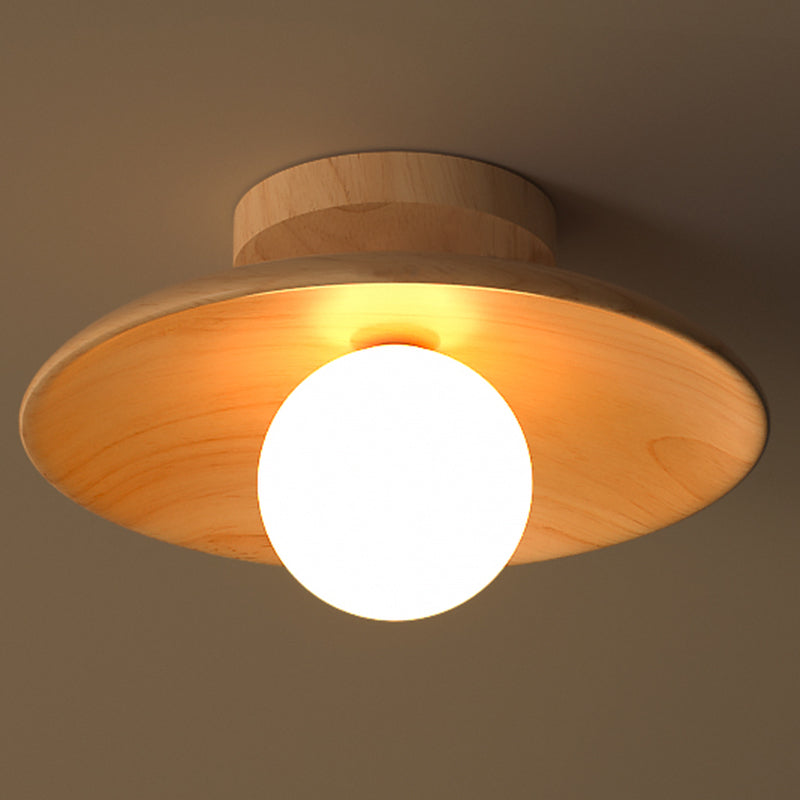 Modern Simplicity Wooden Ceiling Light 1-Light Mini Semi Flush Mount Hallway Lamp Clearhalo 'Ceiling Lights' 'Close To Ceiling Lights' 'Close to ceiling' 'Semi-flushmount' Lighting' 2562543
