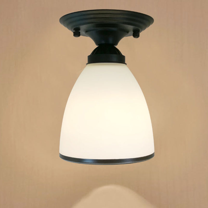 White Simplicity Ceiling Lamp Frosted Glass Shade Bedroom Lighting Fixture Black Wine Glass Clearhalo 'Ceiling Lights' 'Close To Ceiling Lights' 'Close to ceiling' 'Glass shade' 'Glass' 'Semi-flushmount' Lighting' 2562601