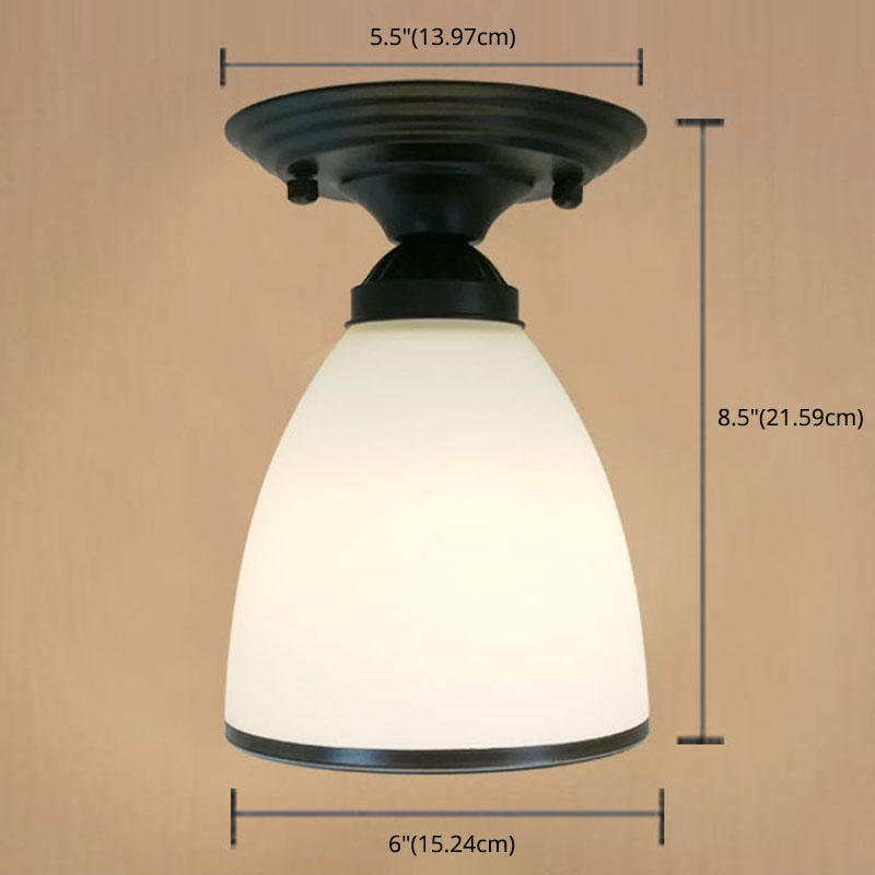 White Simplicity Ceiling Lamp Frosted Glass Shade Bedroom Lighting Fixture Clearhalo 'Ceiling Lights' 'Close To Ceiling Lights' 'Close to ceiling' 'Glass shade' 'Glass' 'Semi-flushmount' Lighting' 2562604
