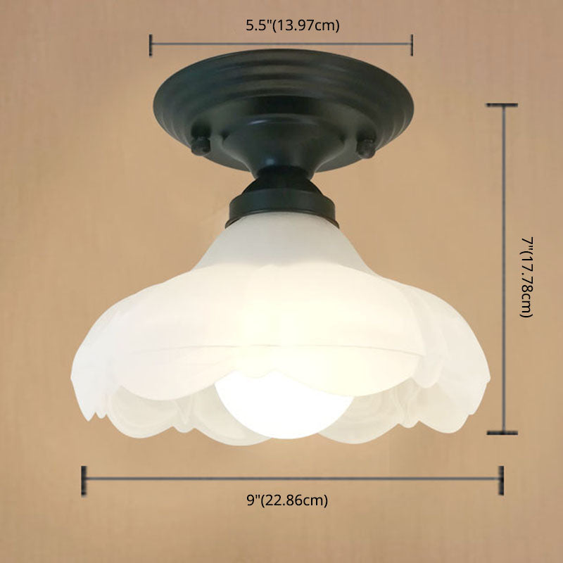 White Simplicity Ceiling Lamp Frosted Glass Shade Bedroom Lighting Fixture Clearhalo 'Ceiling Lights' 'Close To Ceiling Lights' 'Close to ceiling' 'Glass shade' 'Glass' 'Semi-flushmount' Lighting' 2562605