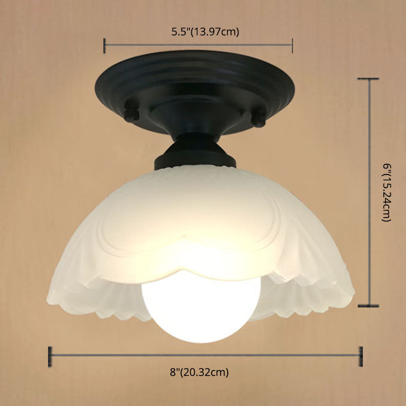 White Simplicity Ceiling Lamp Frosted Glass Shade Bedroom Lighting Fixture Clearhalo 'Ceiling Lights' 'Close To Ceiling Lights' 'Close to ceiling' 'Glass shade' 'Glass' 'Semi-flushmount' Lighting' 2562606