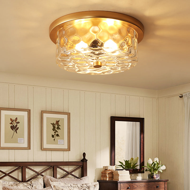 Traditional Colonial Style Ceiling Light with Glass Shade 1 Light Polyhedron Flush-mount Light for Bedroom Clearhalo 'Ceiling Lights' 'Close To Ceiling Lights' 'Close to ceiling' 'Flush mount' Lighting' 2562607