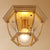 Traditional Colonial Style Ceiling Light with Glass Shade 1 Light Polyhedron Flush-mount Light for Bedroom Gold Lantern Clearhalo 'Ceiling Lights' 'Close To Ceiling Lights' 'Close to ceiling' 'Flush mount' Lighting' 2562609