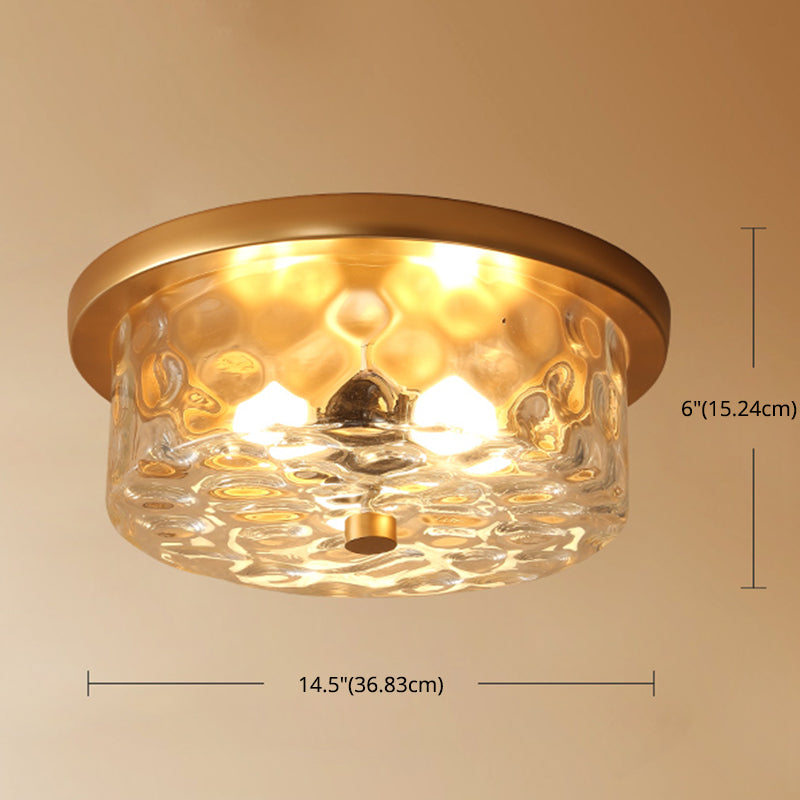 Traditional Colonial Style Ceiling Light with Glass Shade 1 Light Polyhedron Flush-mount Light for Bedroom Clearhalo 'Ceiling Lights' 'Close To Ceiling Lights' 'Close to ceiling' 'Flush mount' Lighting' 2562616