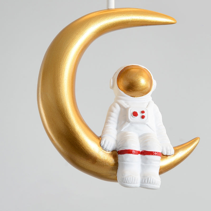 Round Children Room Ceiling Light with Cartoon Astronaut Pendant Frosted Acrylic Lampshade Flush-mount Light Clearhalo 'Ceiling Lights' 'Close To Ceiling Lights' 'Close to ceiling' 'Flush mount' Lighting' 2562656