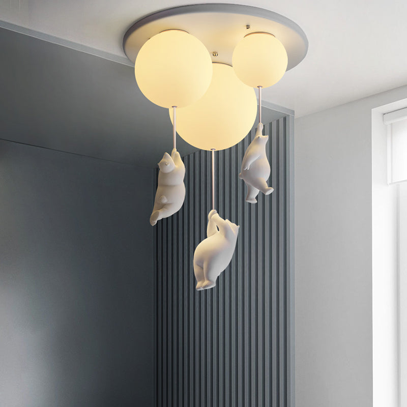 Cartoon Little Bear Ceiling Light Ball Shape Flush Mount Lighting Fixture for Children's Room Clearhalo 'Ceiling Lights' 'Close To Ceiling Lights' 'Close to ceiling' 'Flush mount' Lighting' 2562668