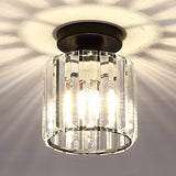 Modern Simplicity Ceiling Light Clear Striped Glass Shade Semi Flush Lamp for Bedroom Black Round Clearhalo 'Ceiling Lights' 'Close To Ceiling Lights' 'Close to ceiling' 'Glass shade' 'Glass' 'Semi-flushmount' Lighting' 2562687