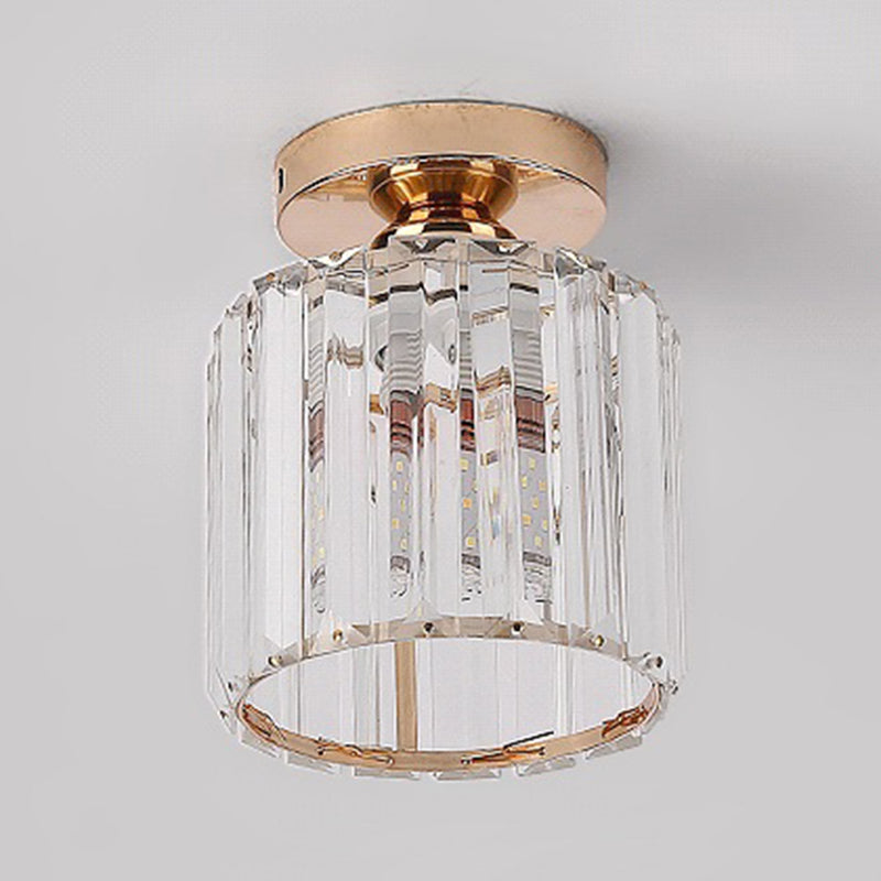 Modern Simplicity Ceiling Light Clear Striped Glass Shade Semi Flush Lamp for Bedroom Clearhalo 'Ceiling Lights' 'Close To Ceiling Lights' 'Close to ceiling' 'Glass shade' 'Glass' 'Semi-flushmount' Lighting' 2562693