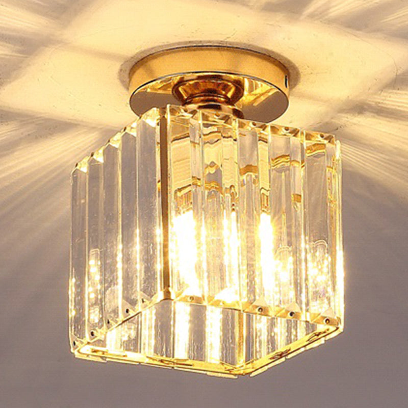 Modern Simplicity Ceiling Light Clear Striped Glass Shade Semi Flush Lamp for Bedroom Clearhalo 'Ceiling Lights' 'Close To Ceiling Lights' 'Close to ceiling' 'Glass shade' 'Glass' 'Semi-flushmount' Lighting' 2562695