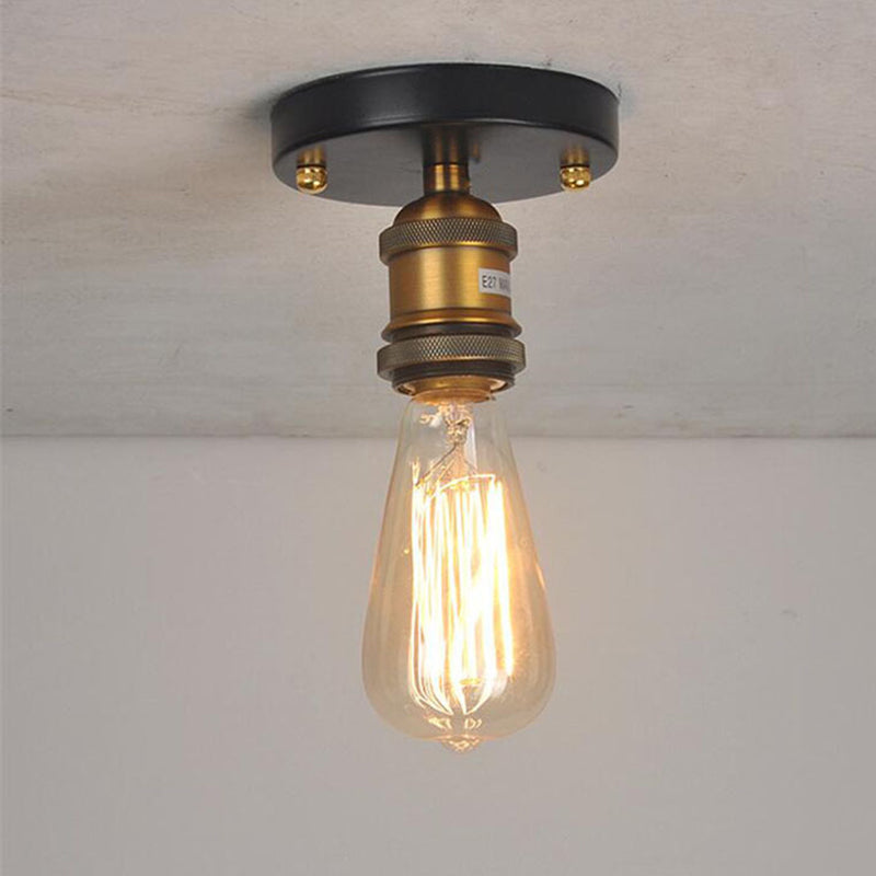 1-Light Retro Industrial Glass Ceiling Lights Hallway Dining Room Bedroom Lights with Aluminum Base Clearhalo 'Ceiling Lights' 'Close To Ceiling Lights' 'Close to ceiling' 'Semi-flushmount' Lighting' 2562699