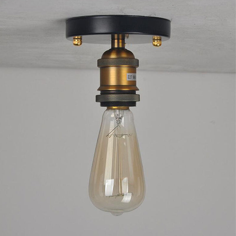 1-Light Retro Industrial Glass Ceiling Lights Hallway Dining Room Bedroom Lights with Aluminum Base Clearhalo 'Ceiling Lights' 'Close To Ceiling Lights' 'Close to ceiling' 'Semi-flushmount' Lighting' 2562700