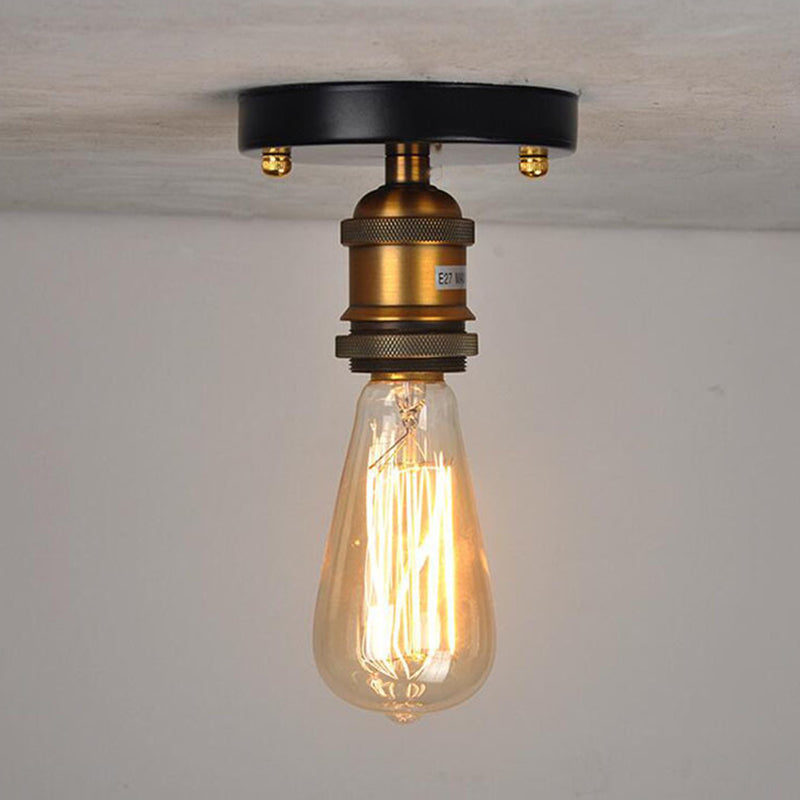 1-Light Retro Industrial Glass Ceiling Lights Hallway Dining Room Bedroom Lights with Aluminum Base Gold Clearhalo 'Ceiling Lights' 'Close To Ceiling Lights' 'Close to ceiling' 'Semi-flushmount' Lighting' 2562701