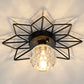 Transparent Round Semi Flush Mount Light Sunflower Iron Decoration Modern Glass Ceiling Light for Bedroom Black 10" Football Shape Clearhalo 'Ceiling Lights' 'Close To Ceiling Lights' 'Close to ceiling' 'Glass shade' 'Glass' 'Semi-flushmount' Lighting' 2562727