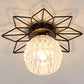 Transparent Round Semi Flush Mount Light Sunflower Iron Decoration Modern Glass Ceiling Light for Bedroom Black 10" Flower Clearhalo 'Ceiling Lights' 'Close To Ceiling Lights' 'Close to ceiling' 'Glass shade' 'Glass' 'Semi-flushmount' Lighting' 2562731