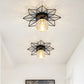 Transparent Round Semi Flush Mount Light Sunflower Iron Decoration Modern Glass Ceiling Light for Bedroom Clearhalo 'Ceiling Lights' 'Close To Ceiling Lights' 'Close to ceiling' 'Glass shade' 'Glass' 'Semi-flushmount' Lighting' 2562733