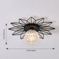 Transparent Round Semi Flush Mount Light Sunflower Iron Decoration Modern Glass Ceiling Light for Bedroom Clearhalo 'Ceiling Lights' 'Close To Ceiling Lights' 'Close to ceiling' 'Glass shade' 'Glass' 'Semi-flushmount' Lighting' 2562743