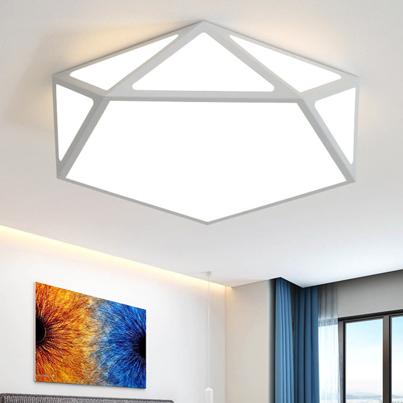 Macaroon Style Modern Lighting Fixture Geometric Acrylic Ceiling Lights LED Flush Mount Light for Hallway Bedroom White Hollow Clearhalo 'Ceiling Lights' 'Close To Ceiling Lights' 'Close to ceiling' 'Flush mount' Lighting' 2562786