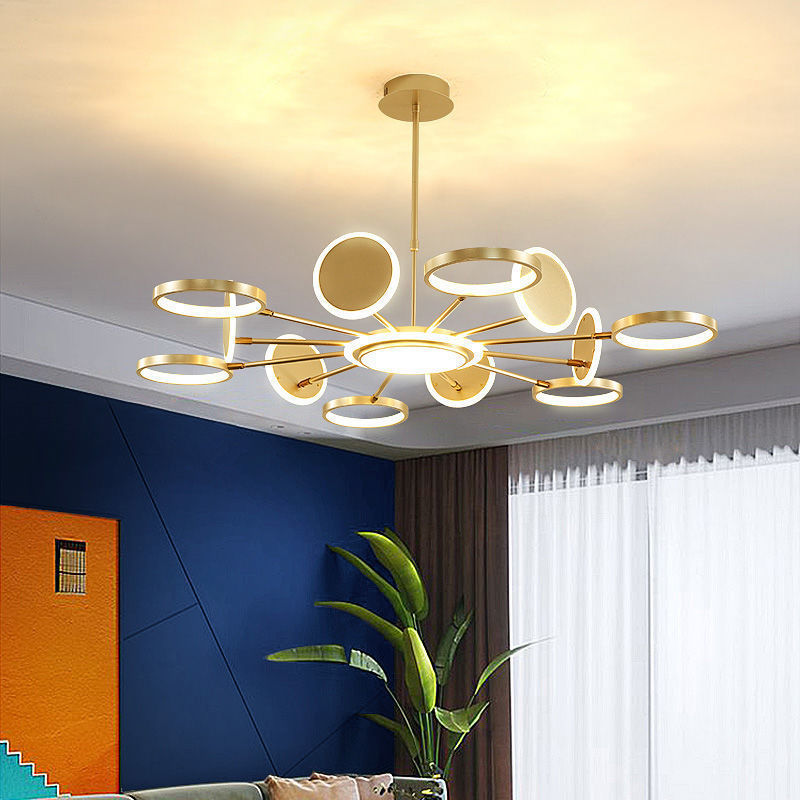 Circle LED Ceiling Chandelier Modern Metal Ceiling Hung Fixtures with Hanging Cord for Living Room Clearhalo 'Ceiling Lights' 'Chandeliers' 'Modern Chandeliers' 'Modern' Lighting' 2562814