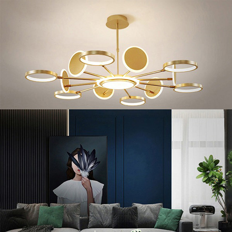 Circle LED Ceiling Chandelier Modern Metal Ceiling Hung Fixtures with Hanging Cord for Living Room Clearhalo 'Ceiling Lights' 'Chandeliers' 'Modern Chandeliers' 'Modern' Lighting' 2562817