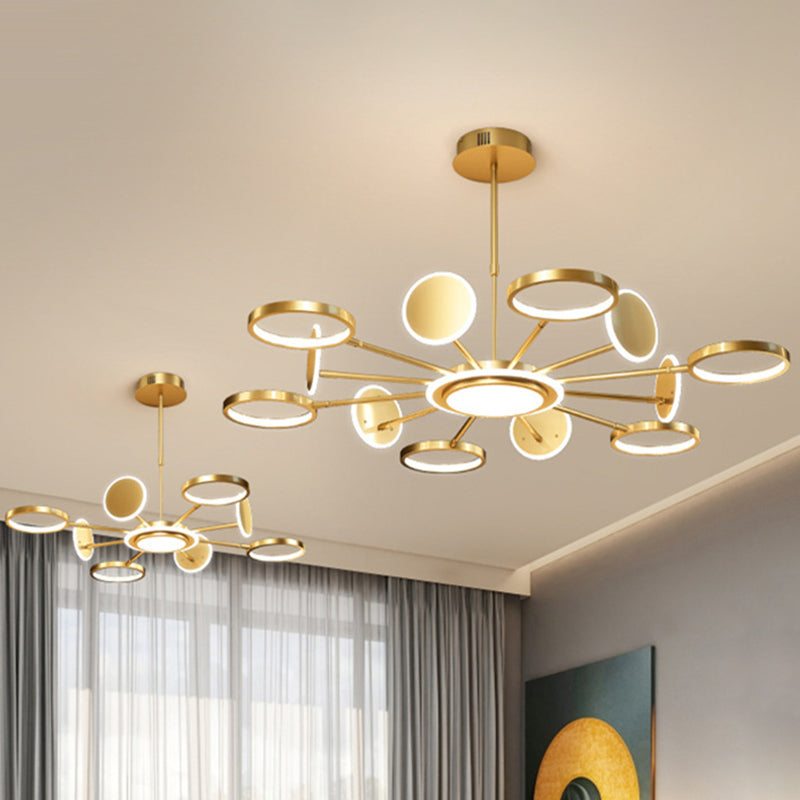 Circle LED Ceiling Chandelier Modern Metal Ceiling Hung Fixtures with Hanging Cord for Living Room Clearhalo 'Ceiling Lights' 'Chandeliers' 'Modern Chandeliers' 'Modern' Lighting' 2562818