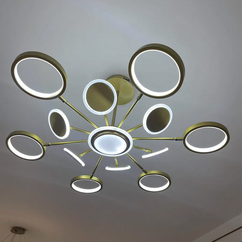 Circle LED Ceiling Chandelier Modern Metal Ceiling Hung Fixtures with Hanging Cord for Living Room Clearhalo 'Ceiling Lights' 'Chandeliers' 'Modern Chandeliers' 'Modern' Lighting' 2562821