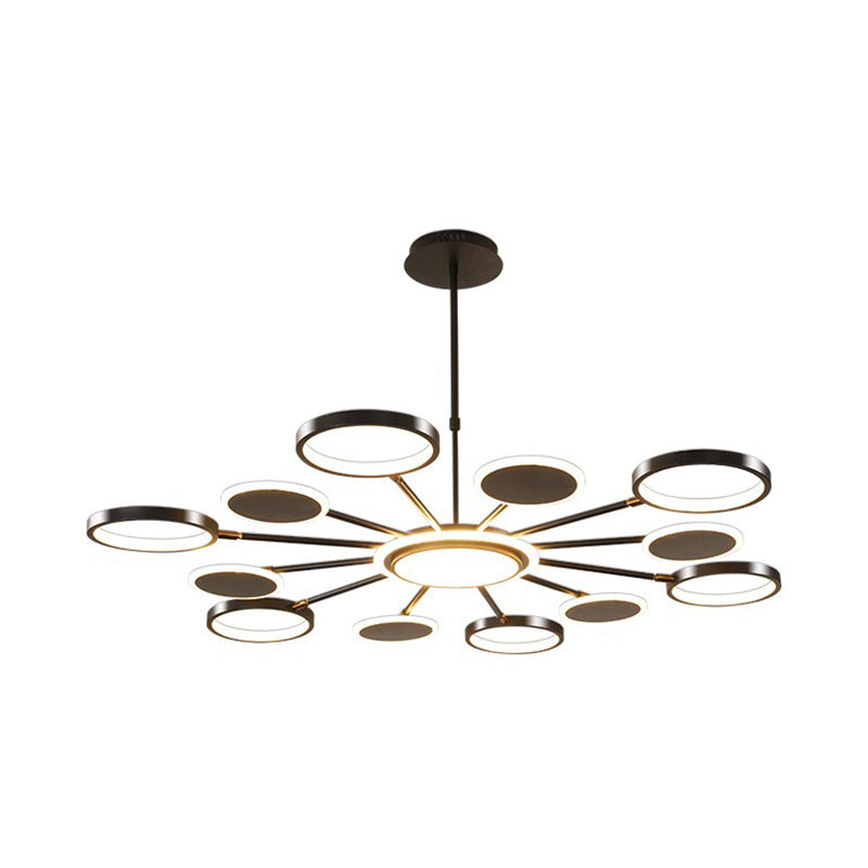 Circle LED Ceiling Chandelier Modern Metal Ceiling Hung Fixtures with Hanging Cord for Living Room Clearhalo 'Ceiling Lights' 'Chandeliers' 'Modern Chandeliers' 'Modern' Lighting' 2562823