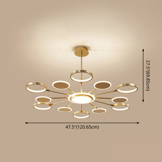 Circle LED Ceiling Chandelier Modern Metal Ceiling Hung Fixtures with Hanging Cord for Living Room Clearhalo 'Ceiling Lights' 'Chandeliers' 'Modern Chandeliers' 'Modern' Lighting' 2562825