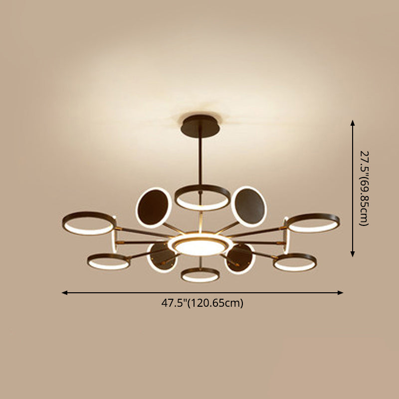 Circle LED Ceiling Chandelier Modern Metal Ceiling Hung Fixtures with Hanging Cord for Living Room Clearhalo 'Ceiling Lights' 'Chandeliers' 'Modern Chandeliers' 'Modern' Lighting' 2562826